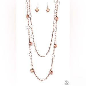 New antiqued copper chains with solid copper hearts swinging from double chains